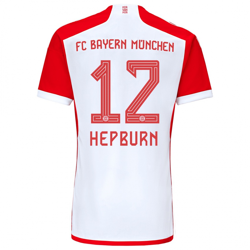 Bambino Maglia Barry Hepburn #12 Rosso Bianco Kit Gara Home 2023/24 Maglietta