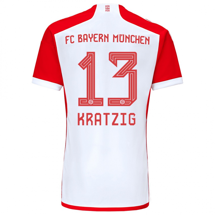 Bambino Maglia Frans Kratzig #13 Rosso Bianco Kit Gara Home 2023/24 Maglietta