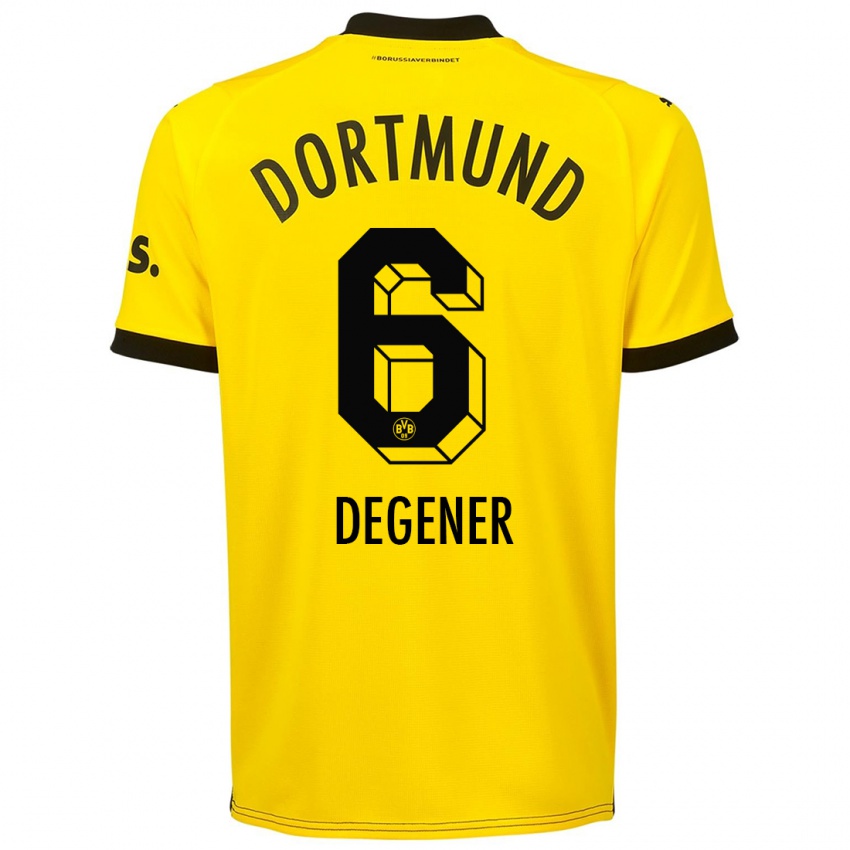 Bambino Maglia Tim Degener #6 Giallo Kit Gara Home 2023/24 Maglietta