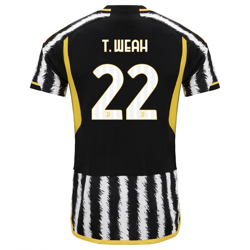 Bambino Maglia Timothy Weah #22 Nero Bianco Kit Gara Home 2023/24 Maglietta