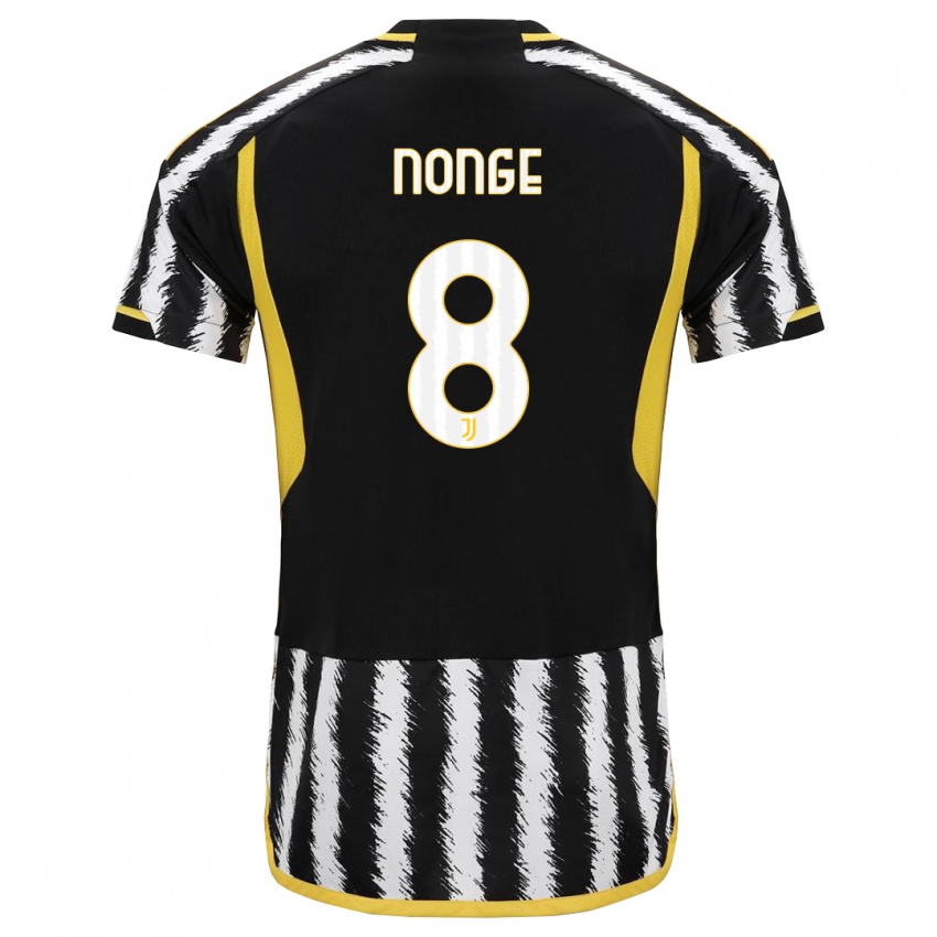 Bambino Maglia Joseph Nonge #8 Nero Bianco Kit Gara Home 2023/24 Maglietta