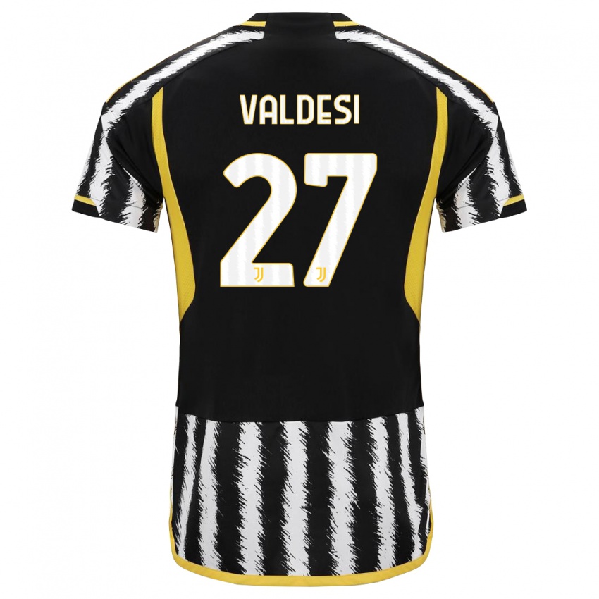 Bambino Maglia Andrea Valdesi #27 Nero Bianco Kit Gara Home 2023/24 Maglietta