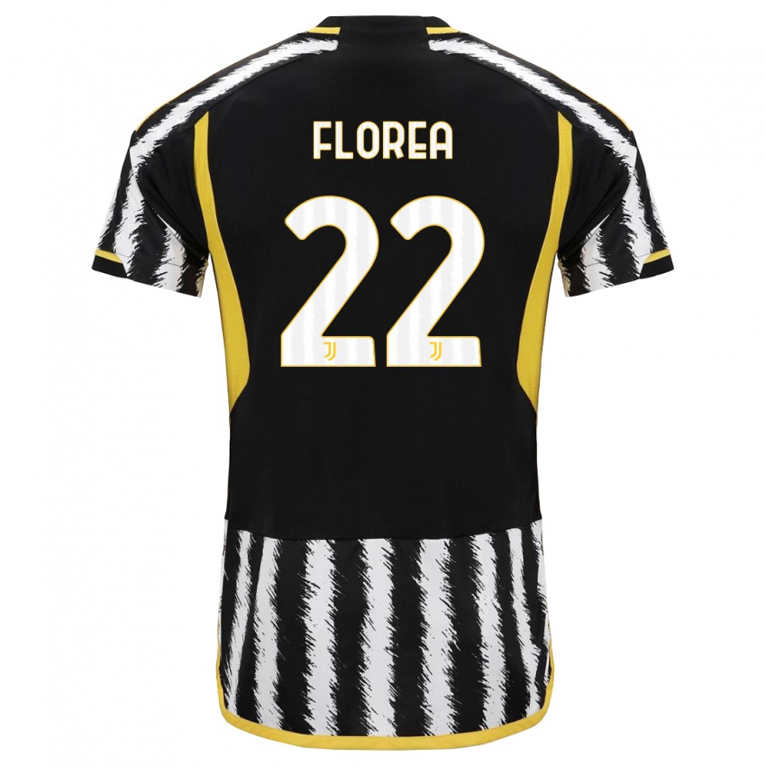 Bambino Maglia Andrei Florea #22 Nero Bianco Kit Gara Home 2023/24 Maglietta