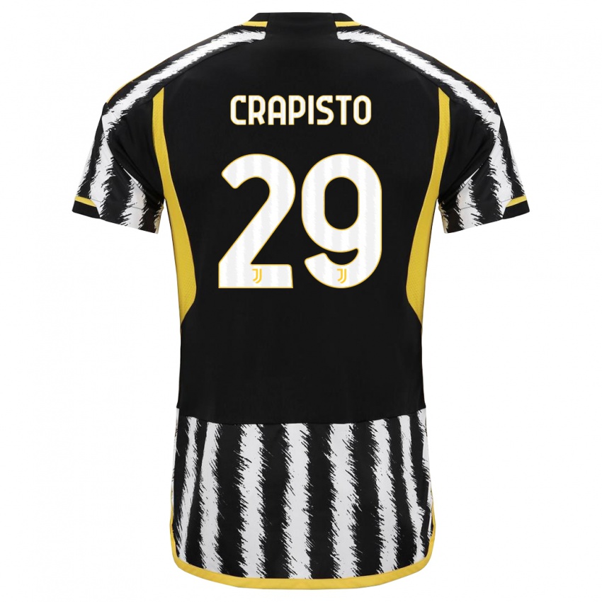 Bambino Maglia Francesco Crapisto #29 Nero Bianco Kit Gara Home 2023/24 Maglietta