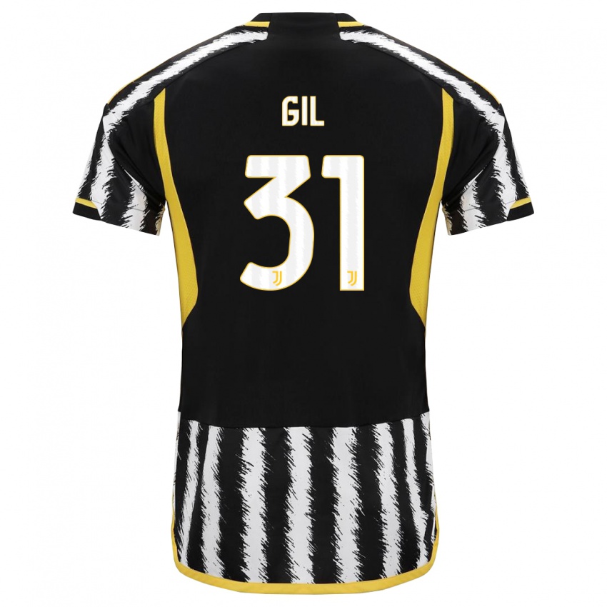 Bambino Maglia Javier Gil #31 Nero Bianco Kit Gara Home 2023/24 Maglietta