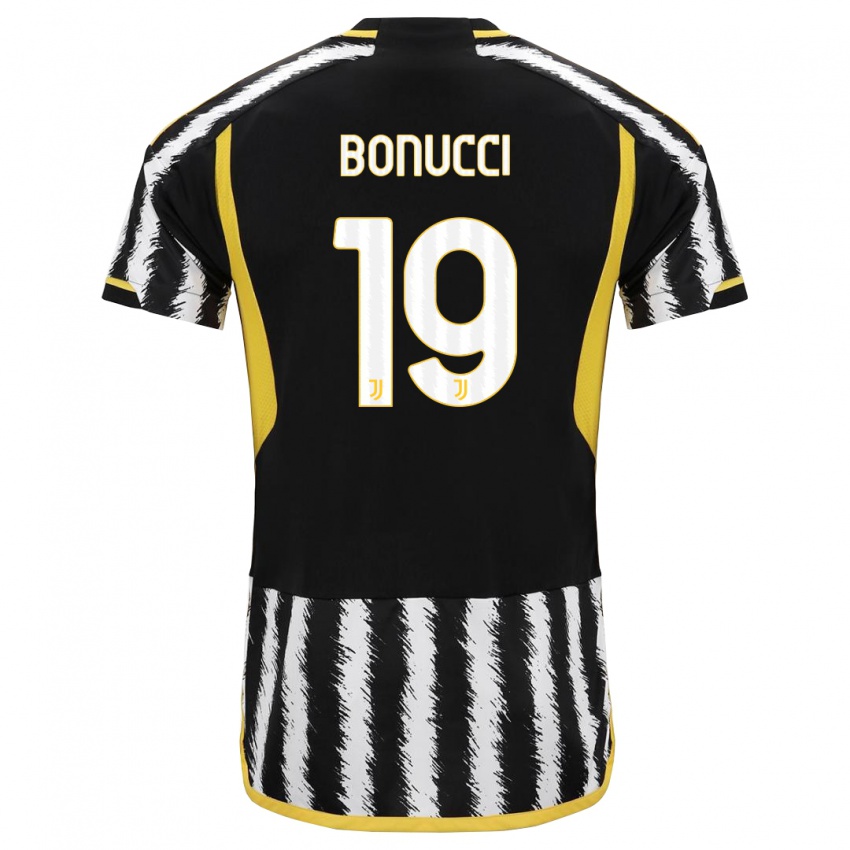 Bambino Maglia Leonardo Bonucci #19 Nero Bianco Kit Gara Home 2023/24 Maglietta