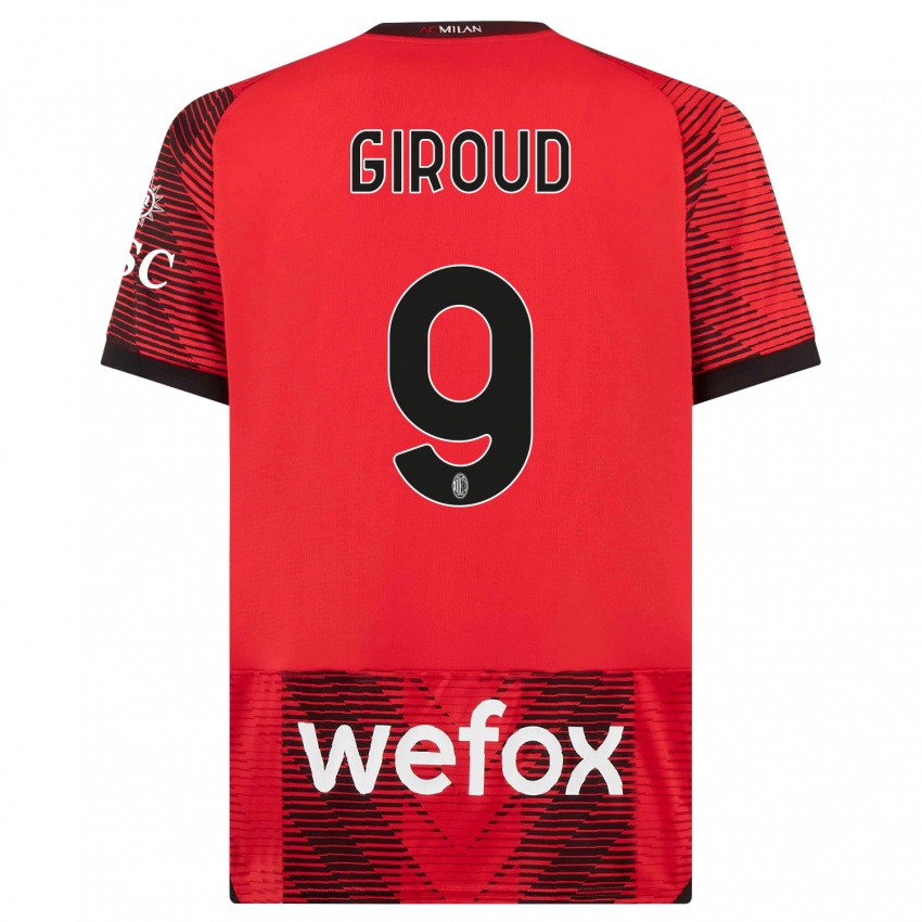 Bambino Maglia Olivier Giroud #9 Rosso Nero Kit Gara Home 2023/24 Maglietta