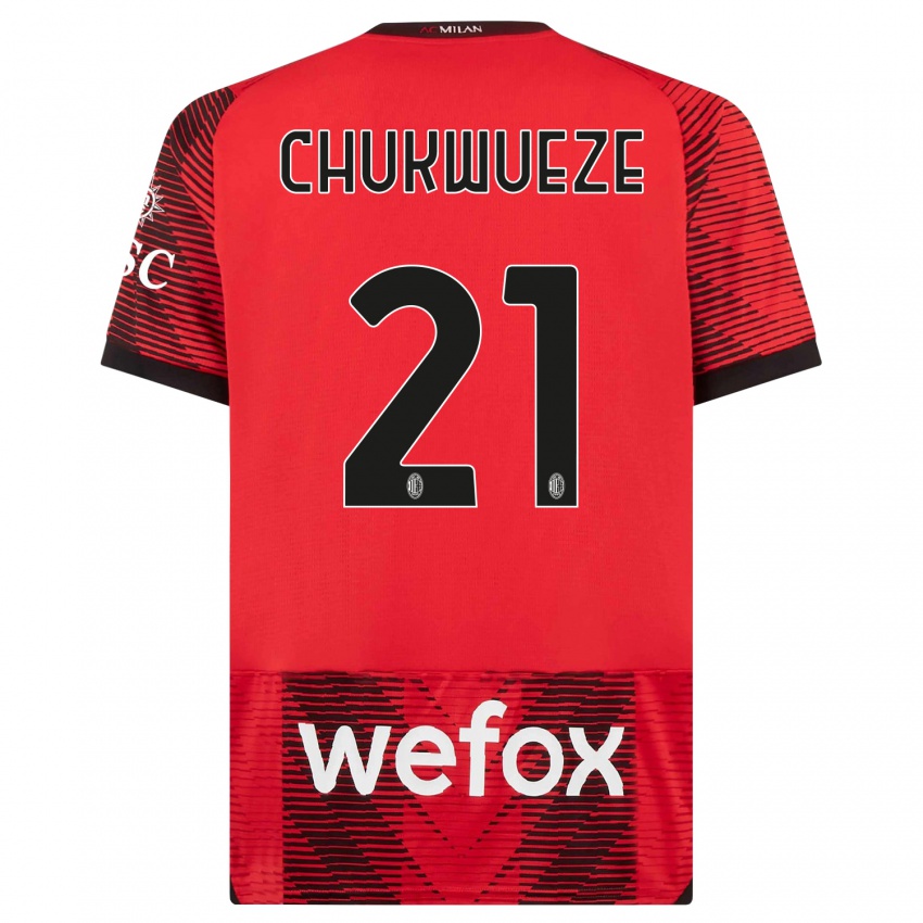 Bambino Maglia Samuel Chukwueze #21 Rosso Nero Kit Gara Home 2023/24 Maglietta