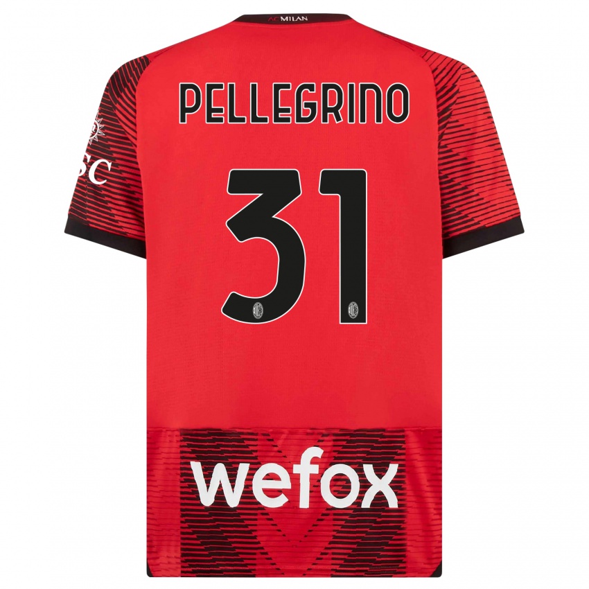 Bambino Maglia Marco Pellegrino #31 Rosso Nero Kit Gara Home 2023/24 Maglietta