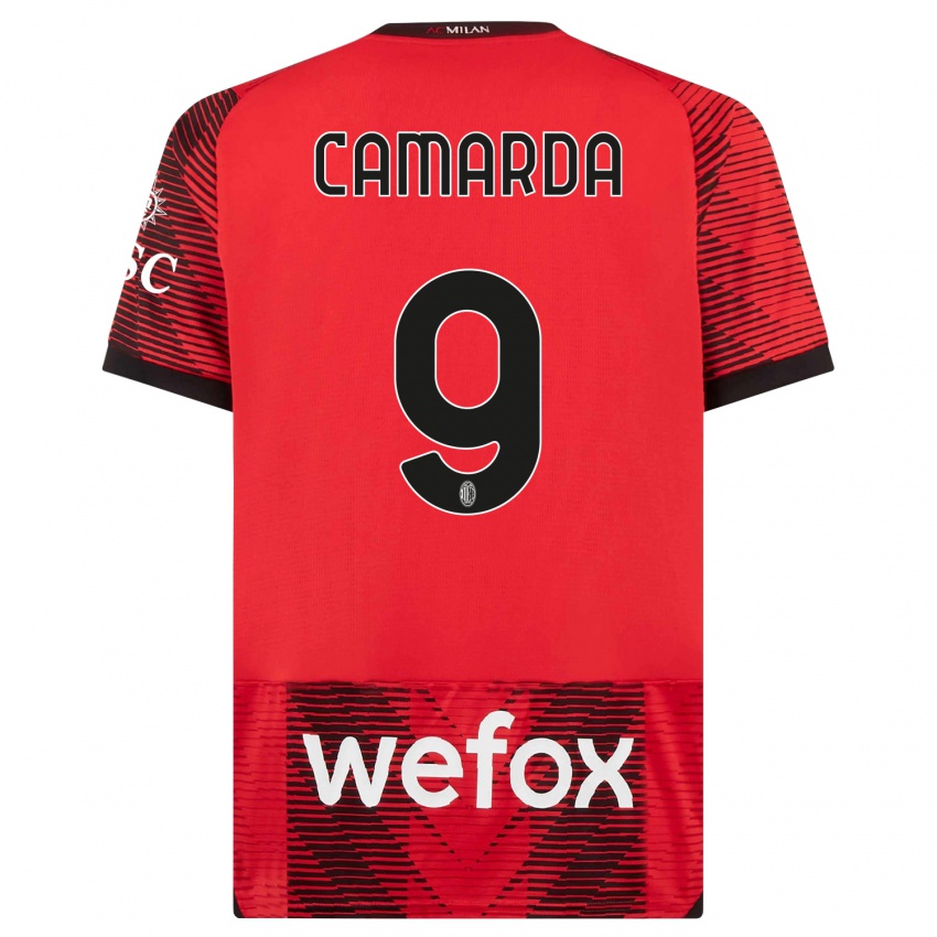 Bambino Maglia Francesco Camarda #9 Rosso Nero Kit Gara Home 2023/24 Maglietta