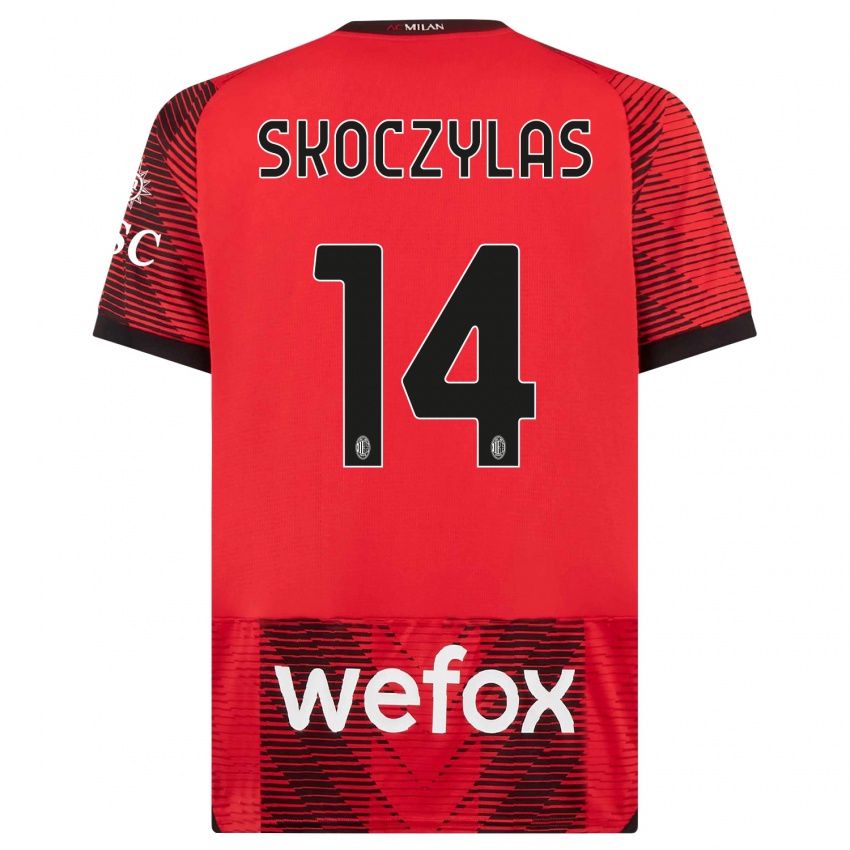 Bambino Maglia Mateusz Skoczylas #14 Rosso Nero Kit Gara Home 2023/24 Maglietta