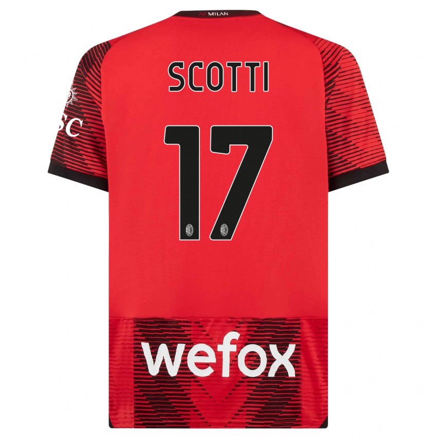 Bambino Maglia Filippo Scotti #17 Rosso Nero Kit Gara Home 2023/24 Maglietta