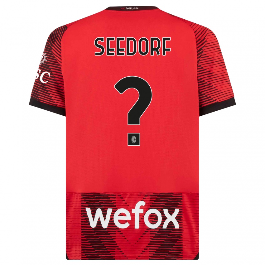 Bambino Maglia Denzel Seedorf #0 Rosso Nero Kit Gara Home 2023/24 Maglietta