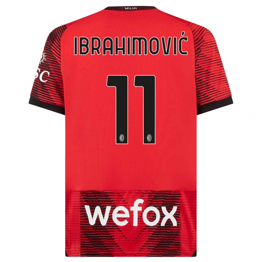 Bambino Maglia Zlatan Ibrahimovic #11 Rosso Nero Kit Gara Home 2023/24 Maglietta