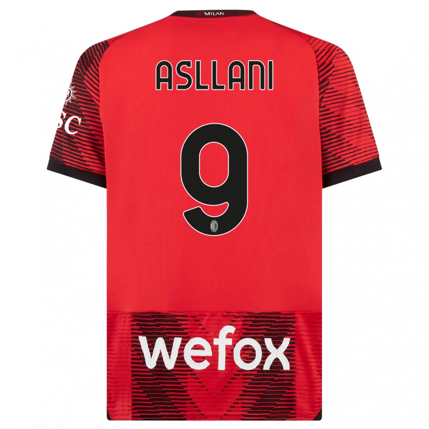 Bambino Maglia Kosovare Asllani #9 Rosso Nero Kit Gara Home 2023/24 Maglietta