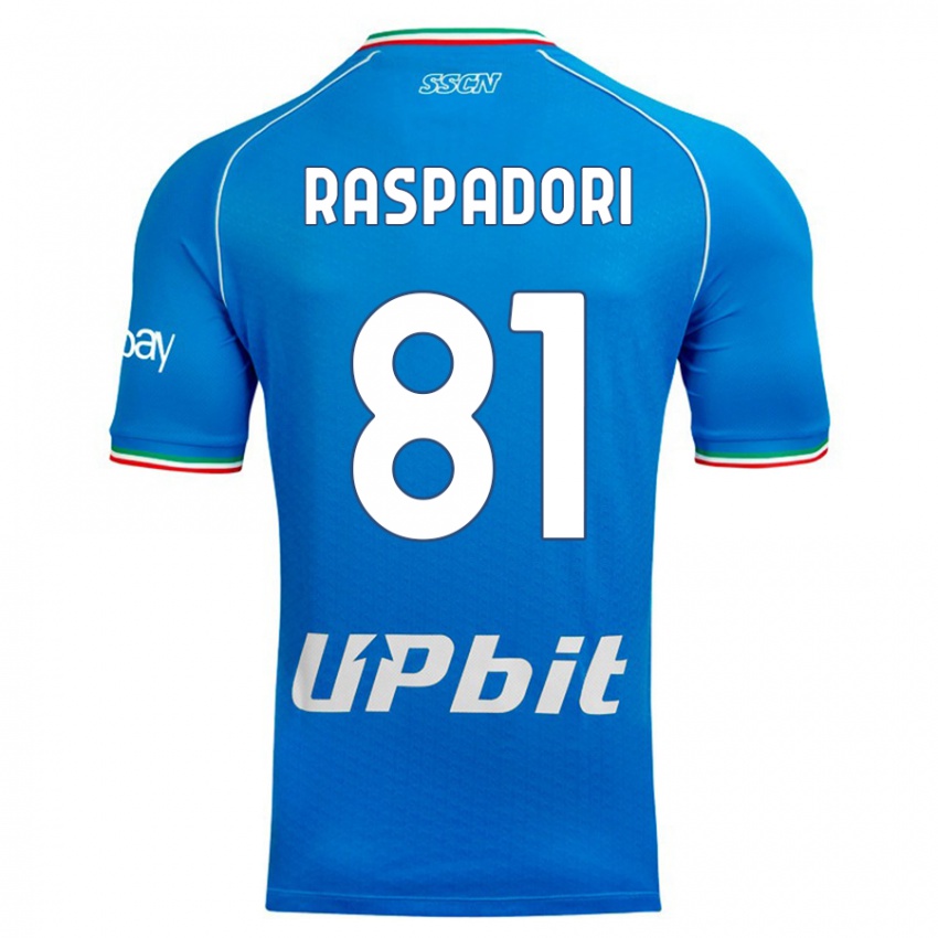 Bambino Maglia Giacomo Raspadori #81 Cielo Blu Kit Gara Home 2023/24 Maglietta