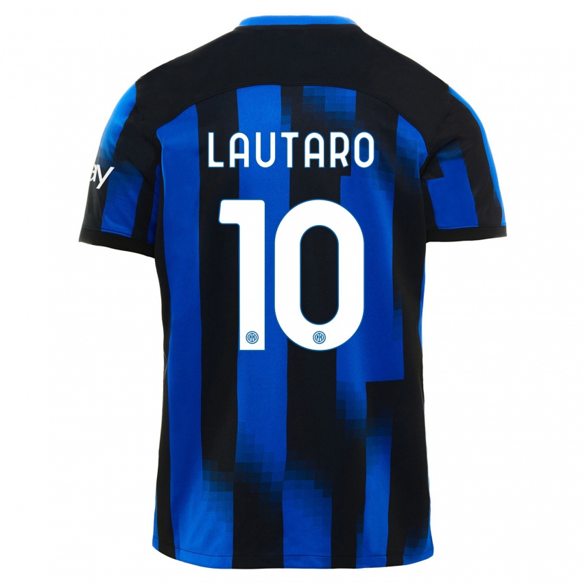 Bambino Maglia Lautaro Martinez #10 Nero Blu Kit Gara Home 2023/24 Maglietta