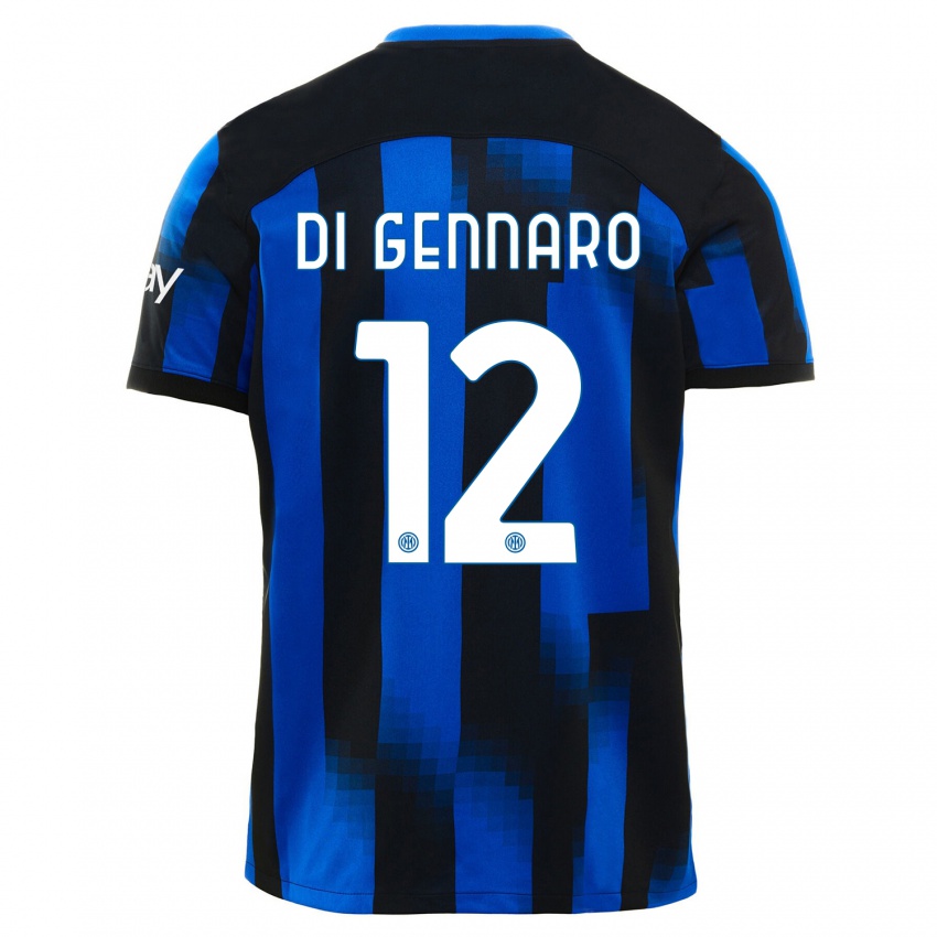 Bambino Maglia Raffaele Di Gennaro #12 Nero Blu Kit Gara Home 2023/24 Maglietta