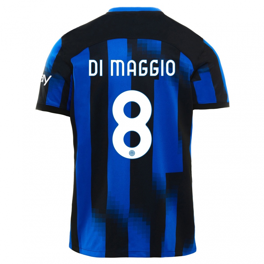 Bambino Maglia Luca Di Maggio #8 Nero Blu Kit Gara Home 2023/24 Maglietta
