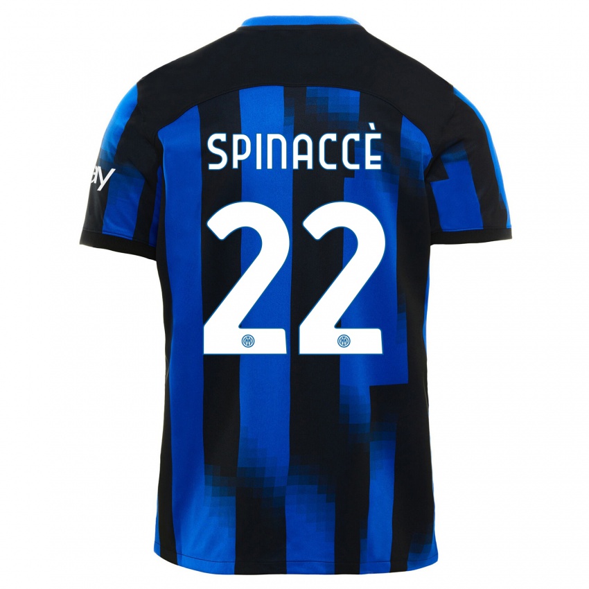 Bambino Maglia Matteo Spinaccè #22 Nero Blu Kit Gara Home 2023/24 Maglietta