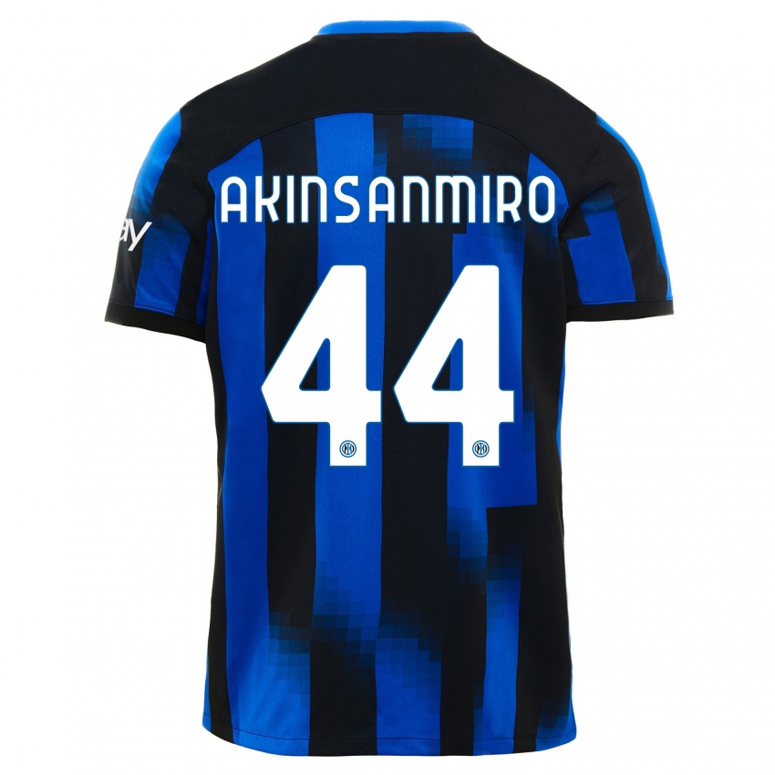 Bambino Maglia Ebenezer Akinsanmiro #44 Nero Blu Kit Gara Home 2023/24 Maglietta