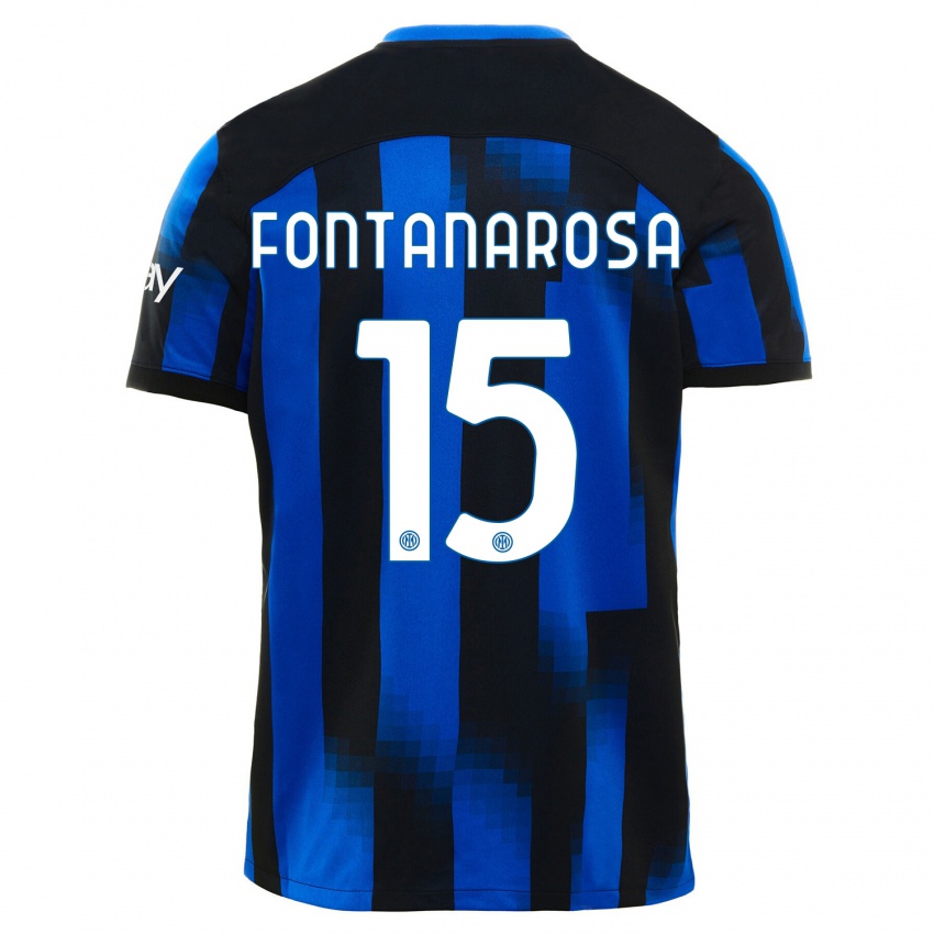 Bambino Maglia Alessandro Fontanarosa #15 Nero Blu Kit Gara Home 2023/24 Maglietta