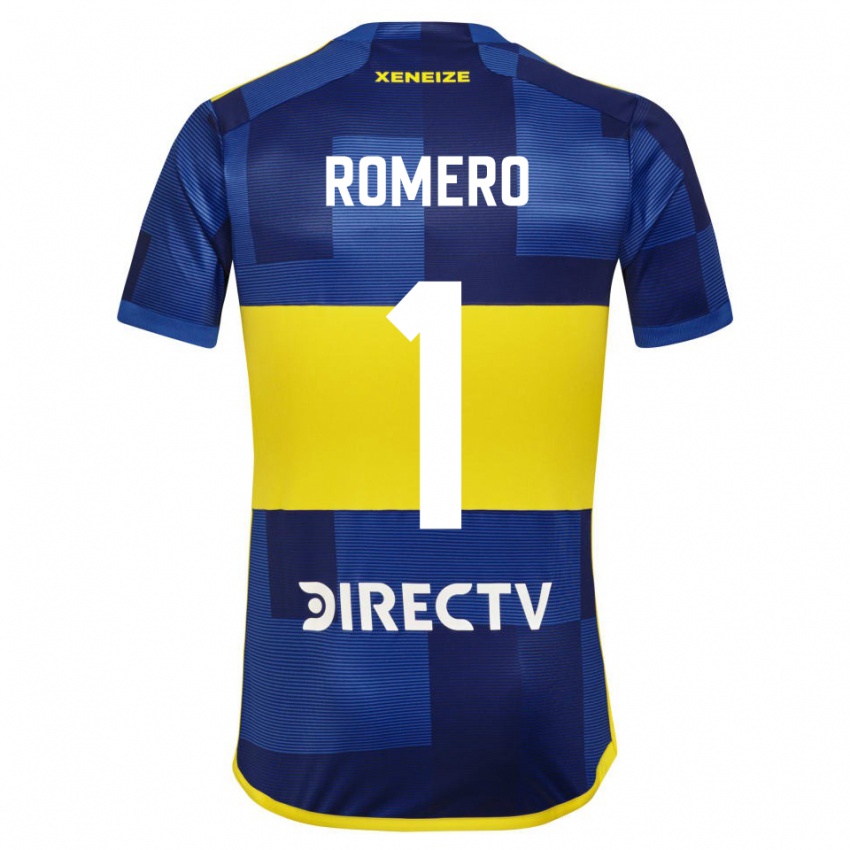 Bambino Maglia Sergio Romero #1 Blu Scuro Giallo Kit Gara Home 2023/24 Maglietta