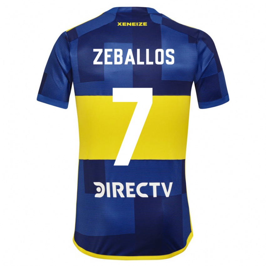 Bambino Maglia Exequiel Zeballos #7 Blu Scuro Giallo Kit Gara Home 2023/24 Maglietta