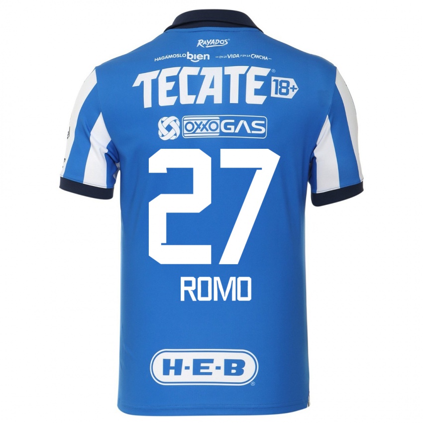 Bambino Maglia Luis Romo #27 Blu Bianco Kit Gara Home 2023/24 Maglietta