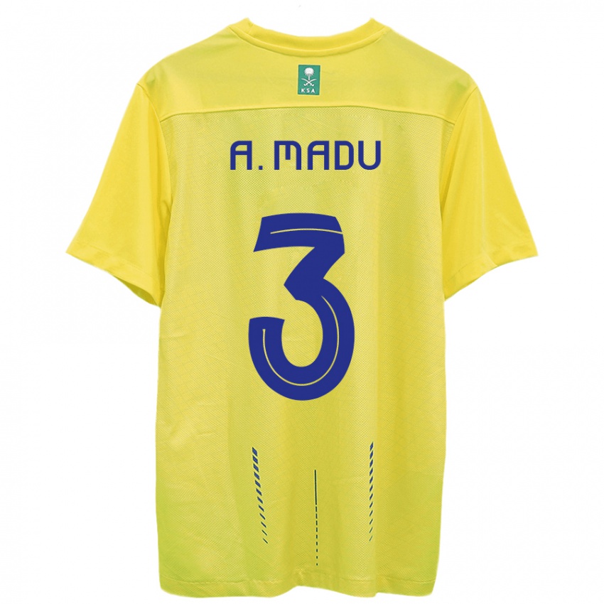 Bambino Maglia Abdullah Madu #3 Giallo Kit Gara Home 2023/24 Maglietta