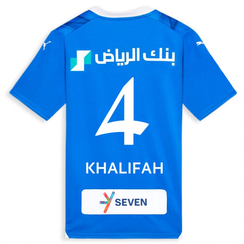 Bambino Maglia Khalifah Al-Dawsari #4 Blu Kit Gara Home 2023/24 Maglietta