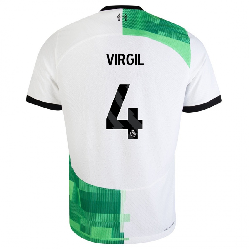 Bambino Maglia Virgil Van Dijk #4 Bianco Verde Kit Gara Away 2023/24 Maglietta