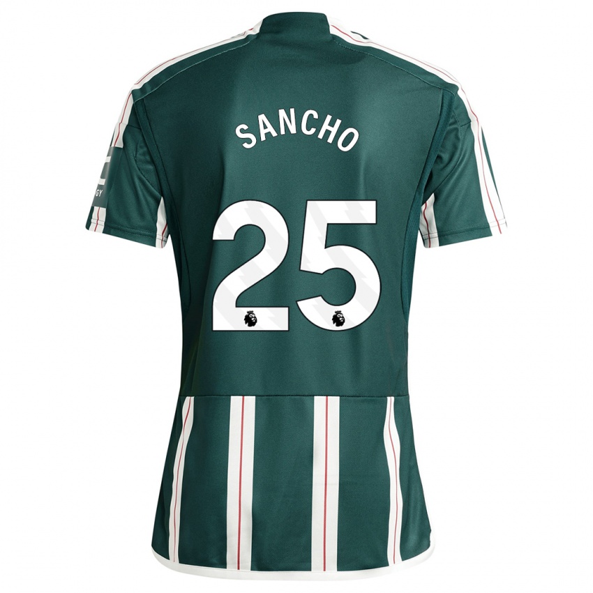 Bambino Maglia Jadon Sancho #25 Verde Scuro Kit Gara Away 2023/24 Maglietta