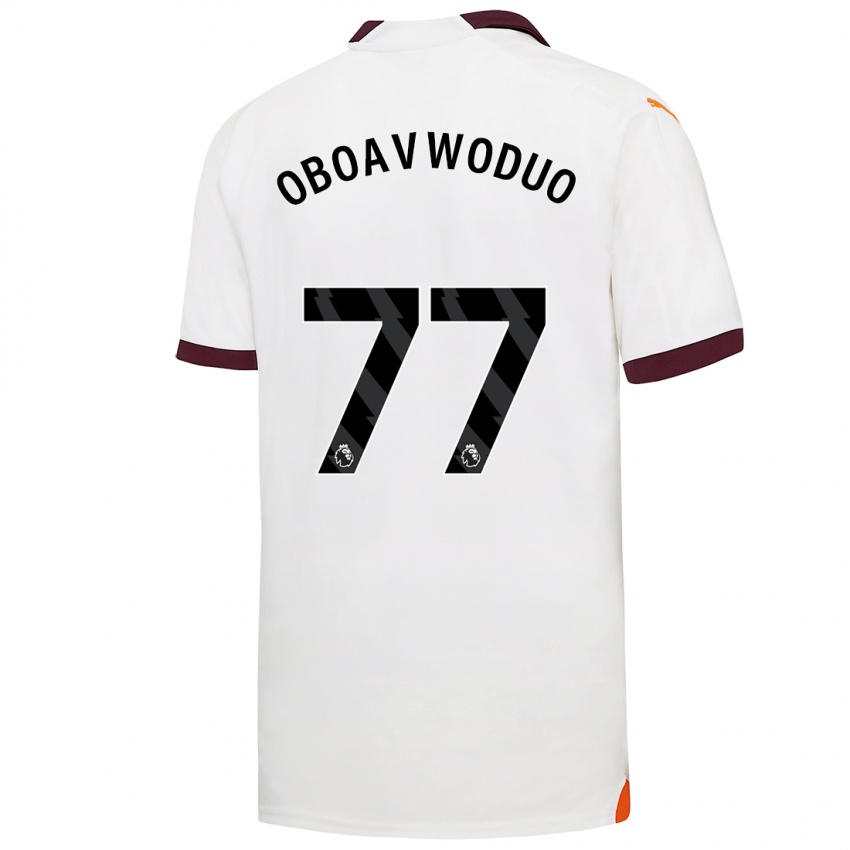 Bambino Maglia Justin Oboavwoduo #77 Bianco Kit Gara Away 2023/24 Maglietta