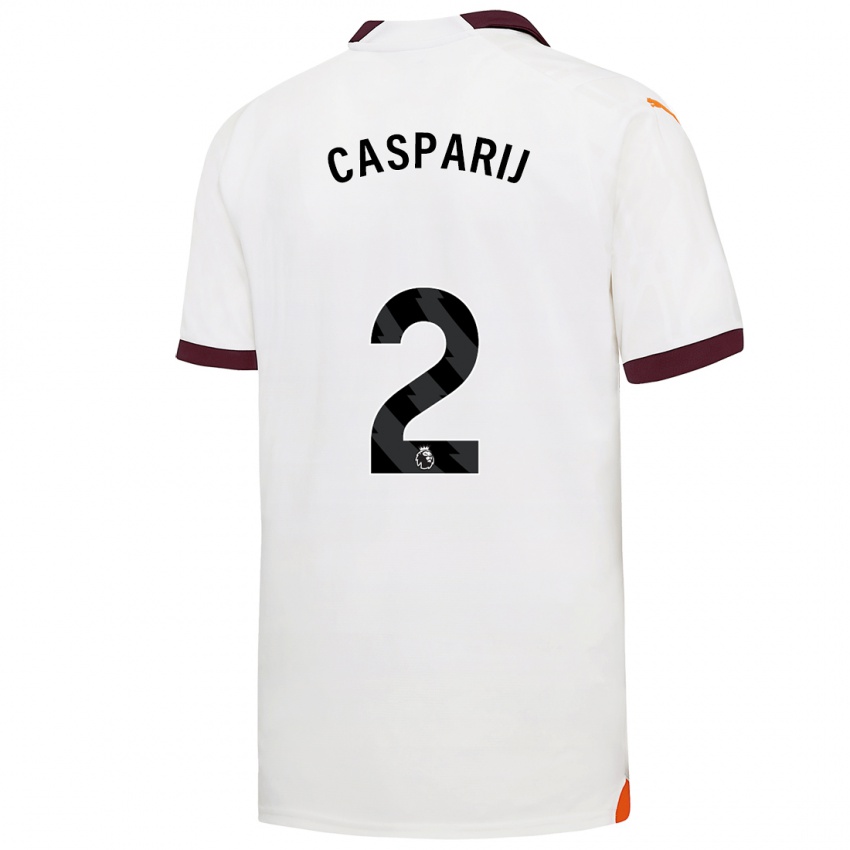 Bambino Maglia Kerstin Casparij #2 Bianco Kit Gara Away 2023/24 Maglietta