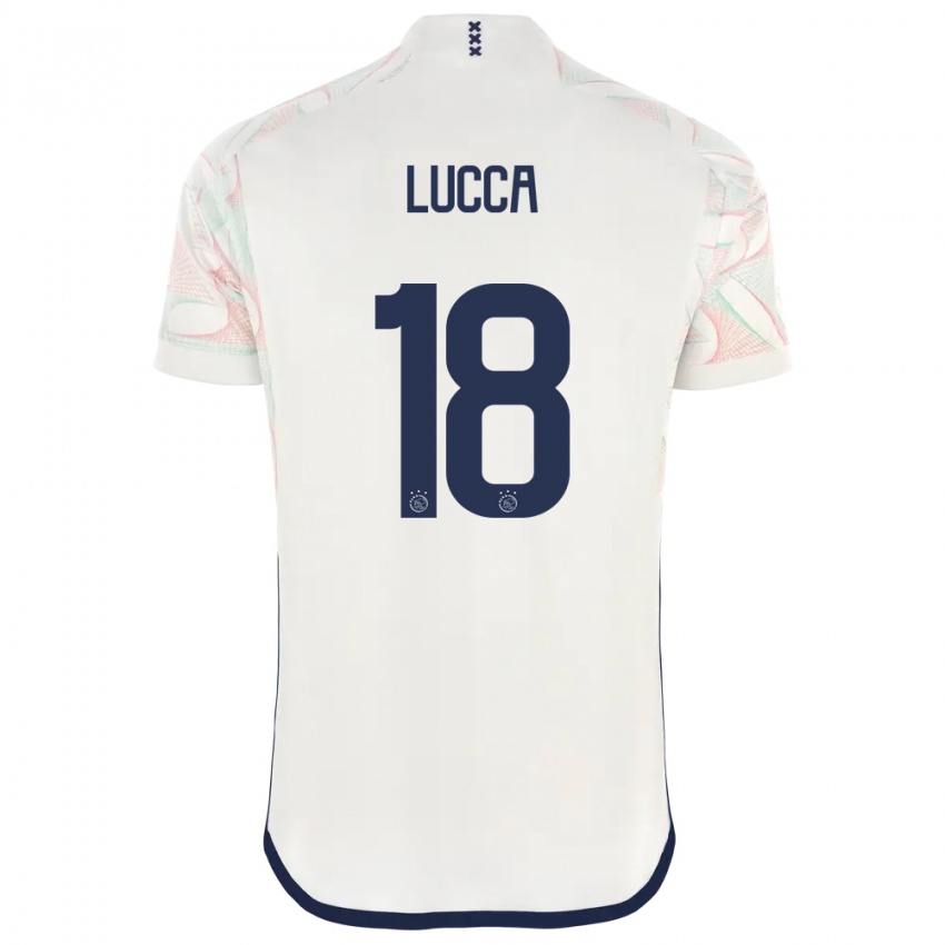 Bambino Maglia Lorenzo Lucca #18 Bianco Kit Gara Away 2023/24 Maglietta