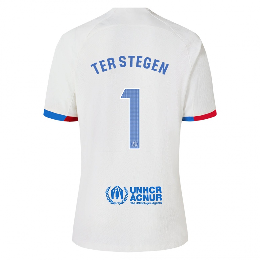 Bambino Maglia Marc-Andre Ter Stegen #1 Bianco Kit Gara Away 2023/24 Maglietta