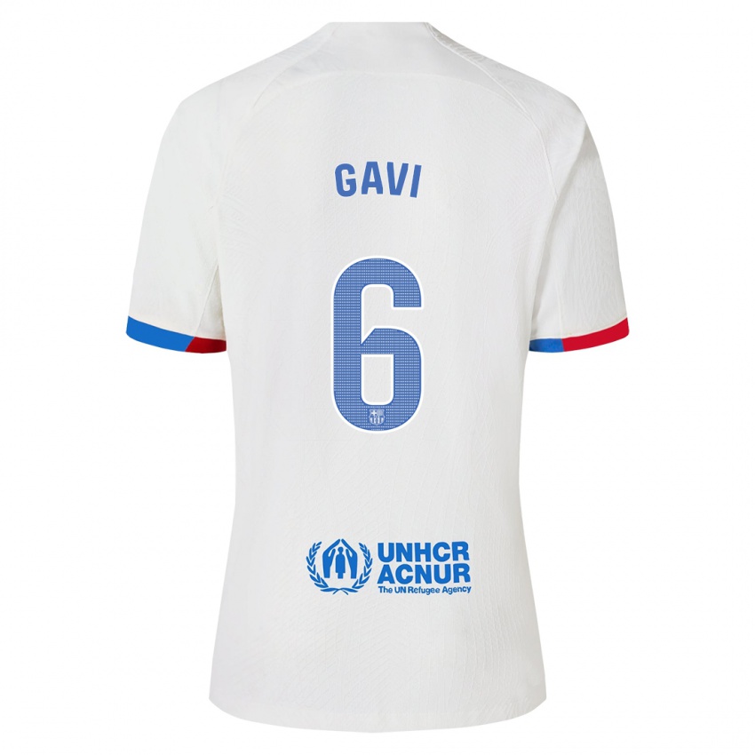 Bambino Maglia Gavi #6 Bianco Kit Gara Away 2023/24 Maglietta