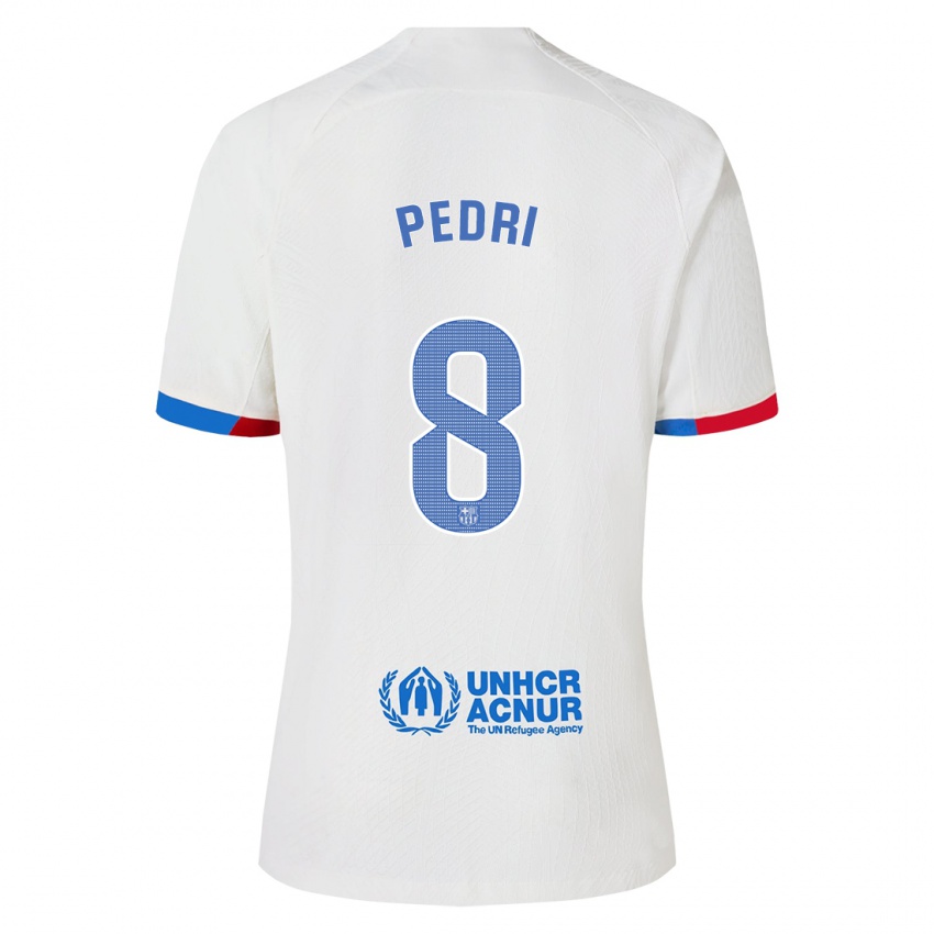 Bambino Maglia Pedri #8 Bianco Kit Gara Away 2023/24 Maglietta