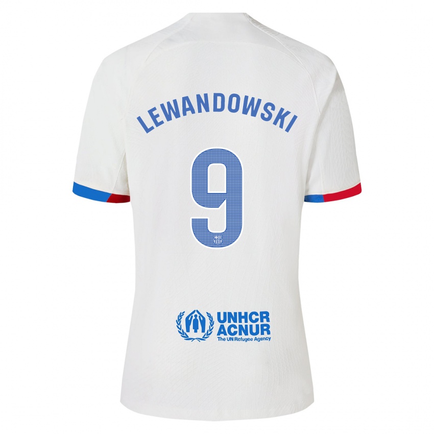 Bambino Maglia Robert Lewandowski #9 Bianco Kit Gara Away 2023/24 Maglietta