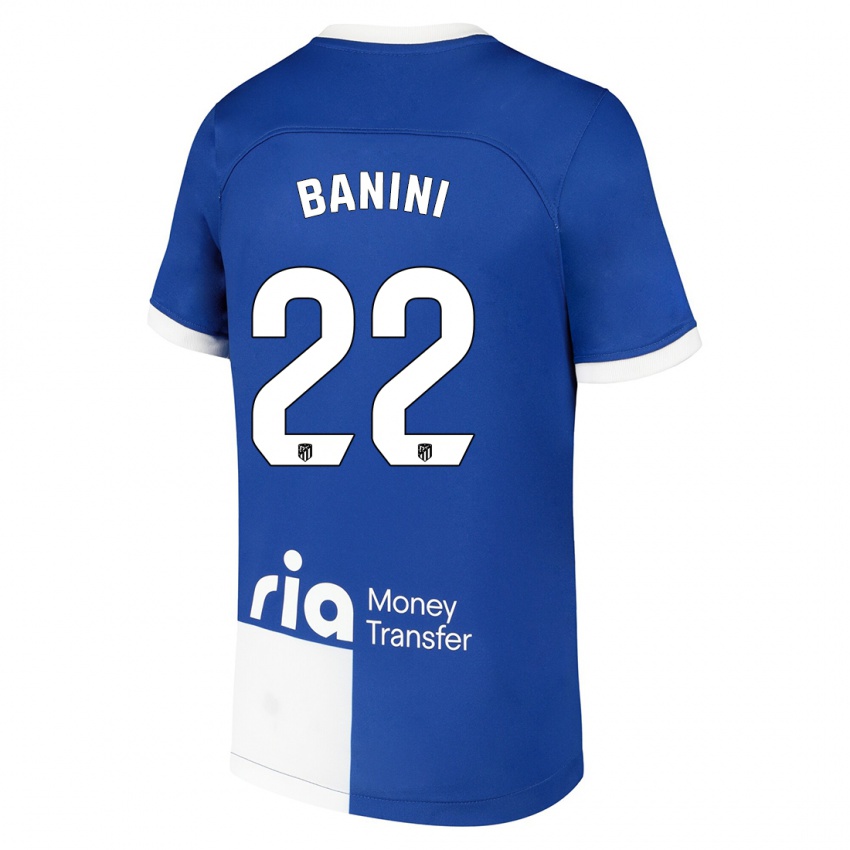 Bambino Maglia Estefania Banini #22 Blu Bianco Kit Gara Away 2023/24 Maglietta