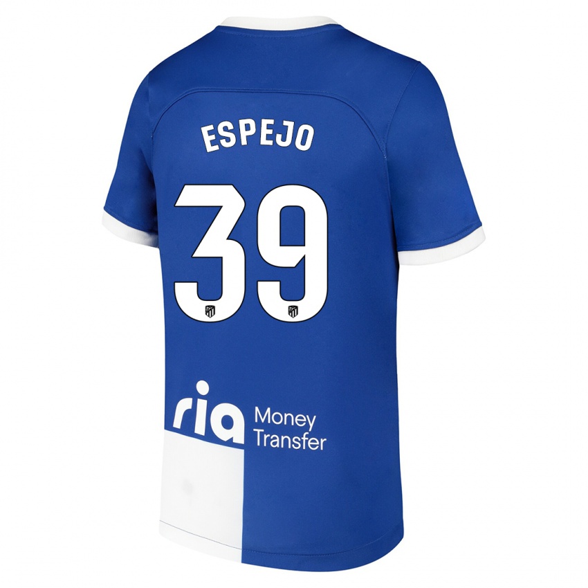 Bambino Maglia Diego Espejo #39 Blu Bianco Kit Gara Away 2023/24 Maglietta