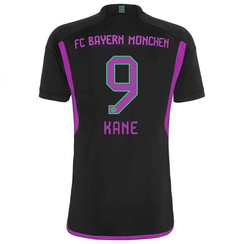 Bambino Maglia Harry Kane #9 Nero Kit Gara Away 2023/24 Maglietta