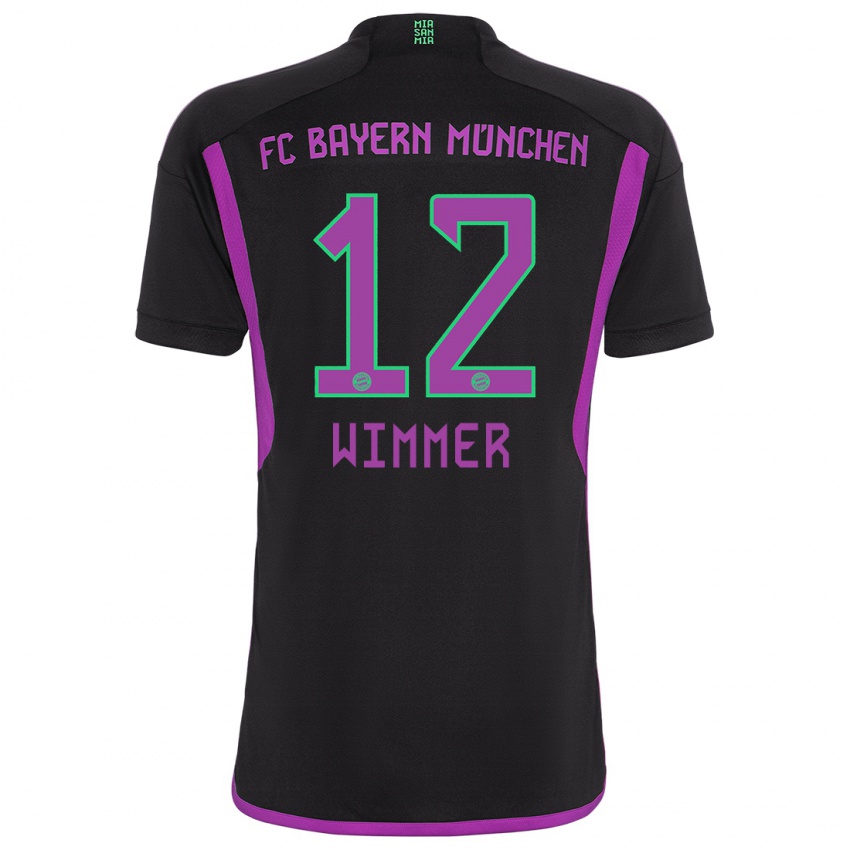 Bambino Maglia Benedikt Wimmer #12 Nero Kit Gara Away 2023/24 Maglietta