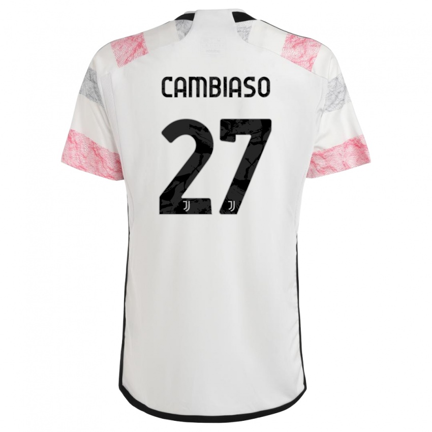 Bambino Maglia Andrea Cambiaso #27 Bianco Rosa Kit Gara Away 2023/24 Maglietta