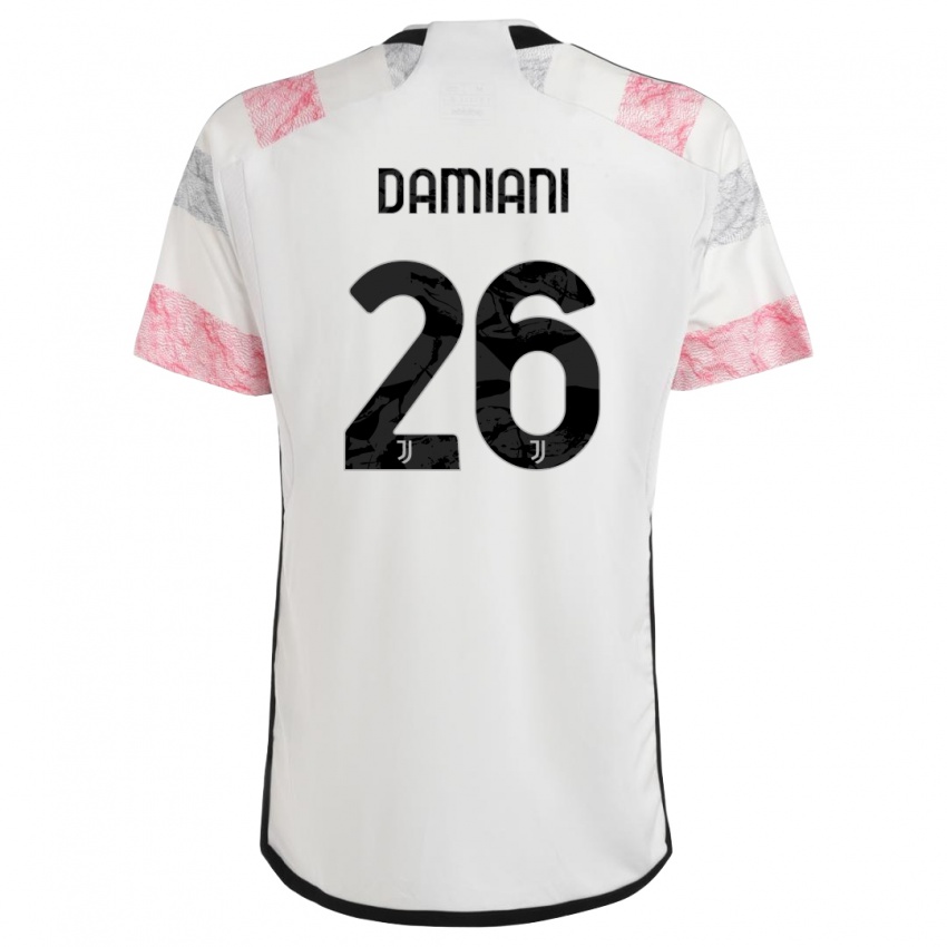Bambino Maglia Samuele Damiani #26 Bianco Rosa Kit Gara Away 2023/24 Maglietta