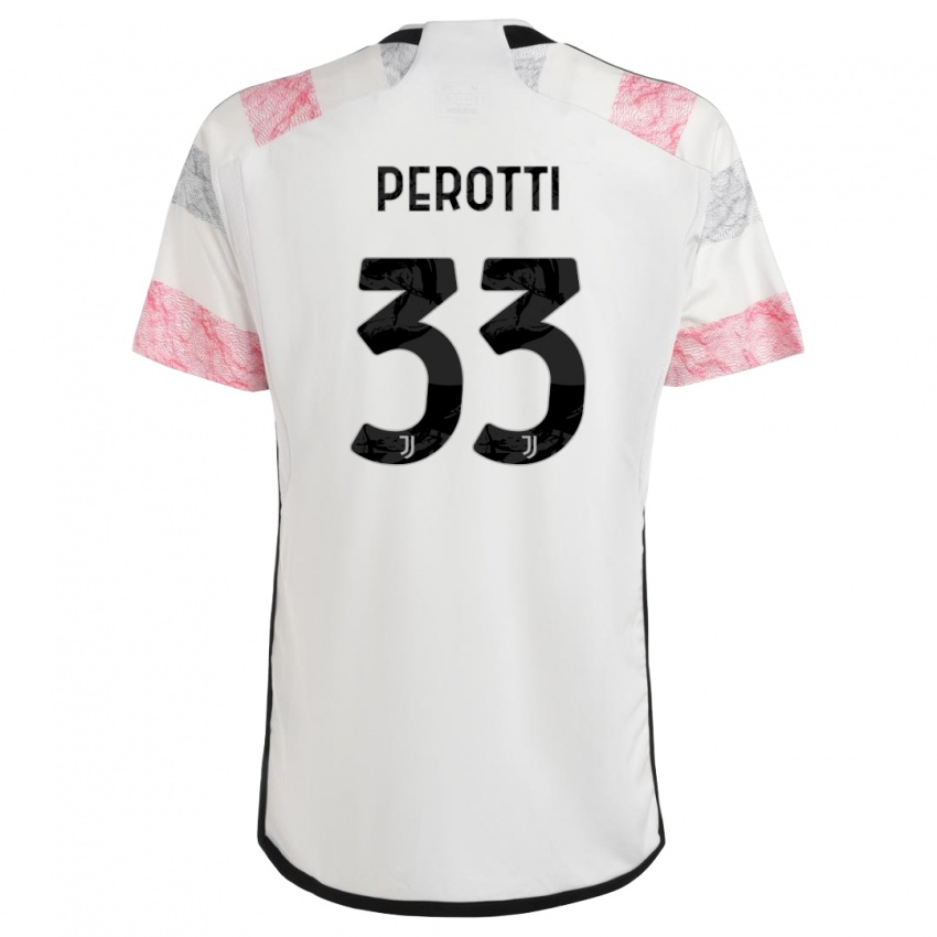 Bambino Maglia Clemente Perotti #33 Bianco Rosa Kit Gara Away 2023/24 Maglietta