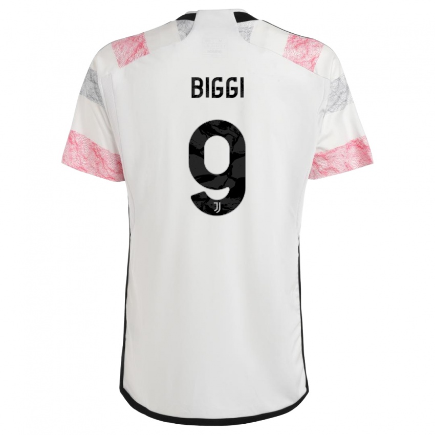 Bambino Maglia Silvano Biggi #9 Bianco Rosa Kit Gara Away 2023/24 Maglietta