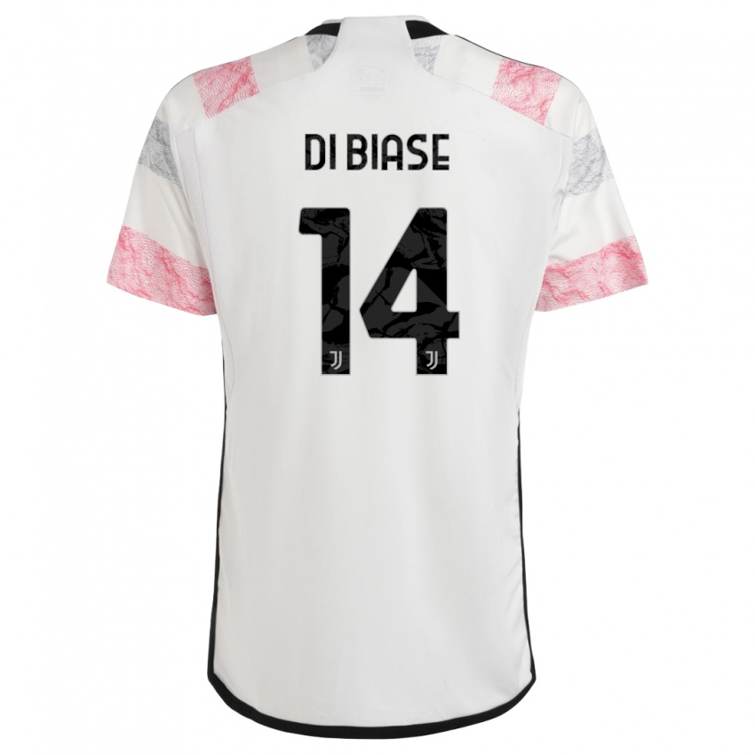 Bambino Maglia Gianmarco Di Biase #14 Bianco Rosa Kit Gara Away 2023/24 Maglietta