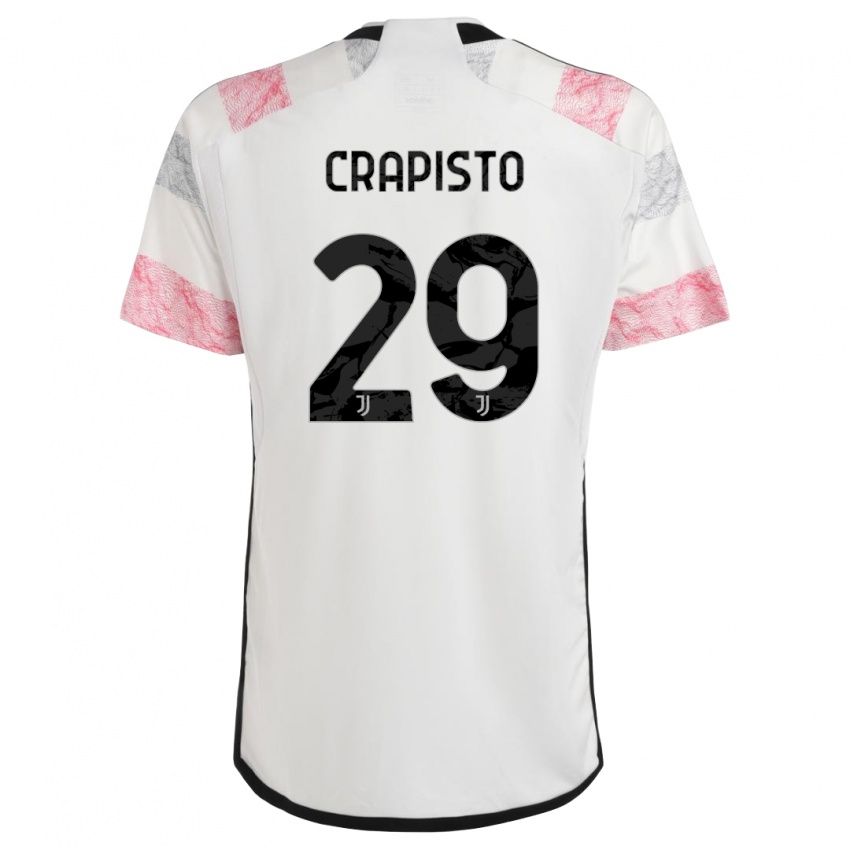 Bambino Maglia Francesco Crapisto #29 Bianco Rosa Kit Gara Away 2023/24 Maglietta